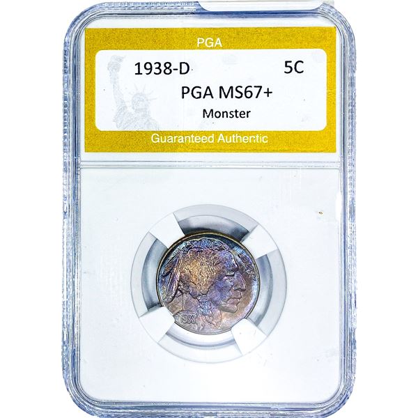 1938-D Buffalo Nickel PGA MS67+ Monster