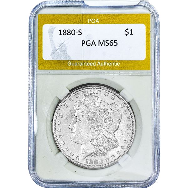 1880-S Morgan Silver Dollar PGA MS65