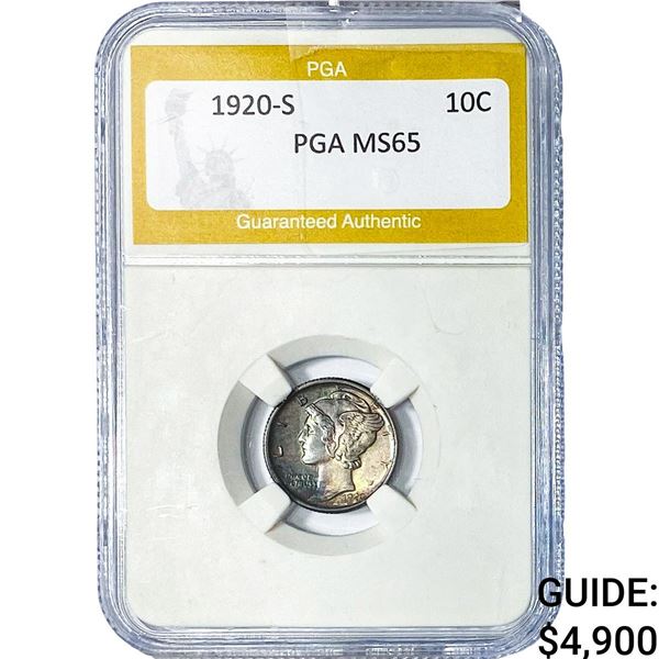 1920-S Mercury Silver Dime PGA MS65