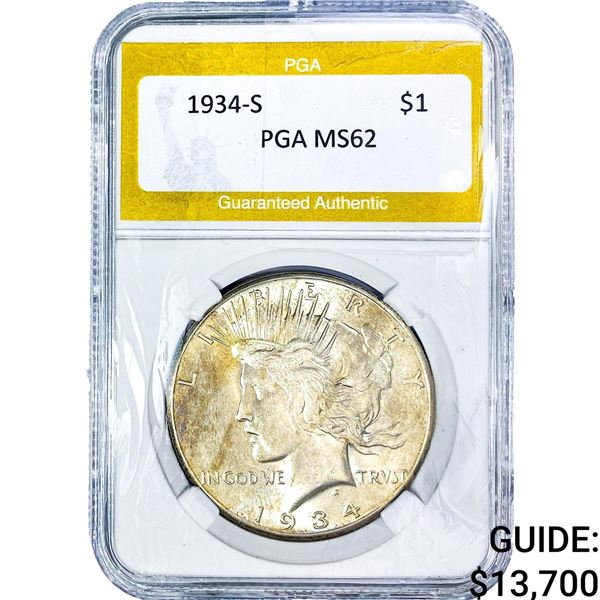 1934-S Silver Peace Dollar PGA MS62