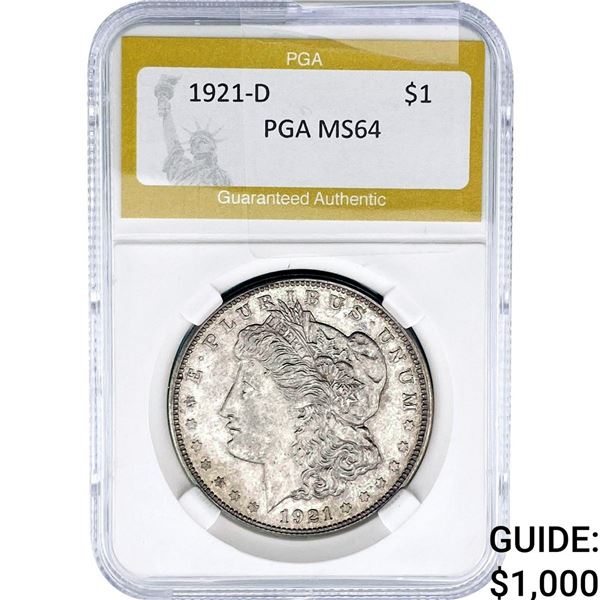 1921-D Morgan Silver Dollar PGA MS64