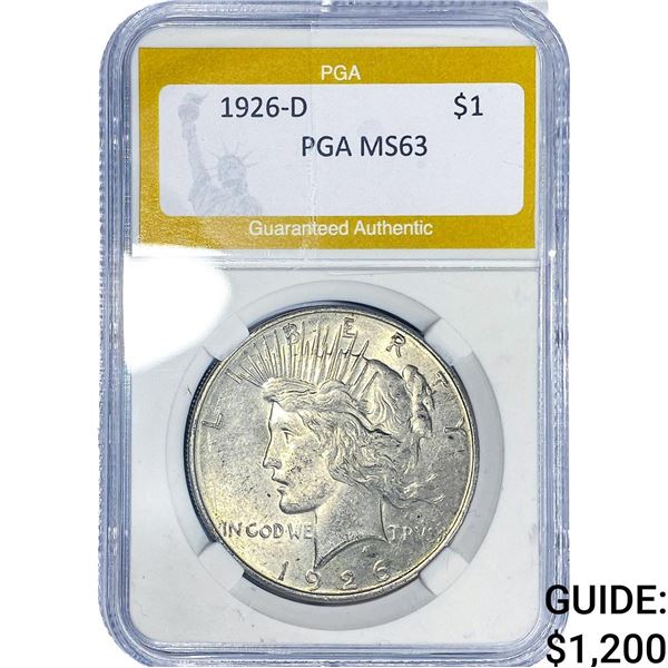 1926-D Silver Peace Dollar PGA MS63