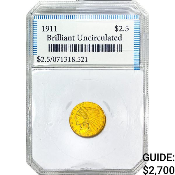 1911 $2.50 Gold Quarter Eagle  Brilliant UNC