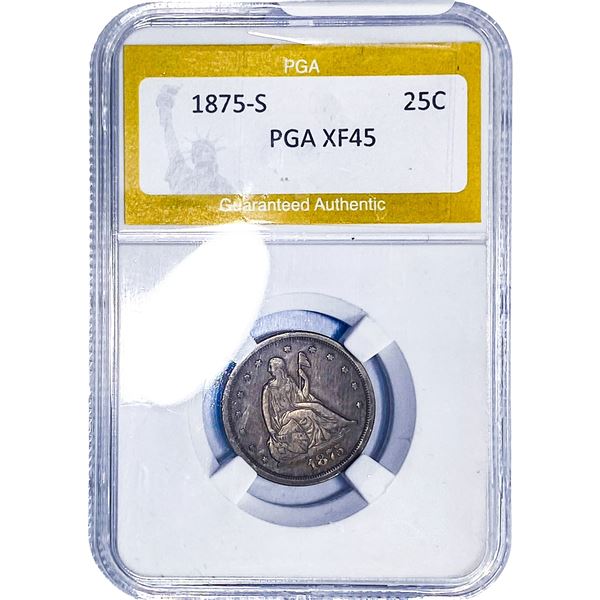1875-S Seated Liberty Quarter PGA XF45