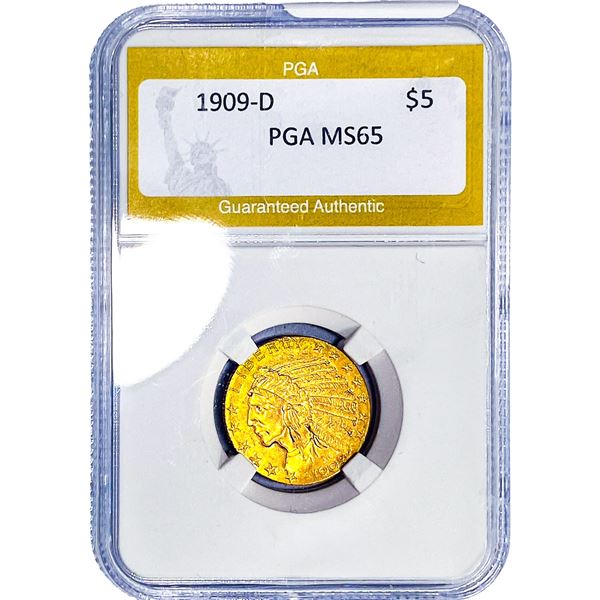 1909-D $5 Gold Half Eagle PGA MS65
