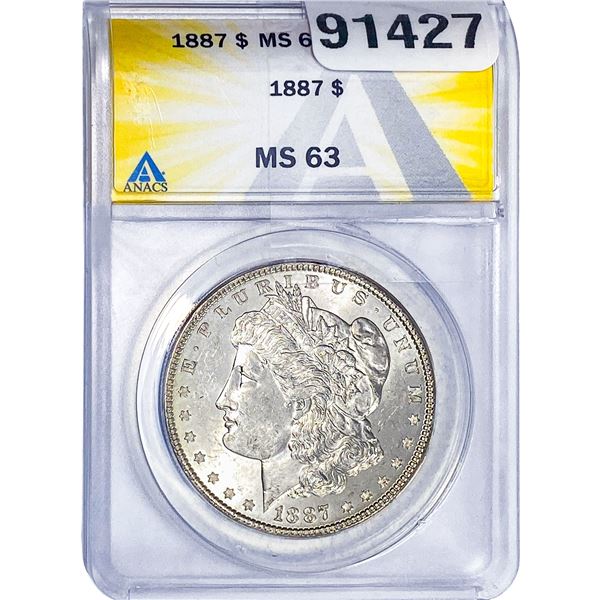 1887 Morgan Silver Dollar ANACS MS63