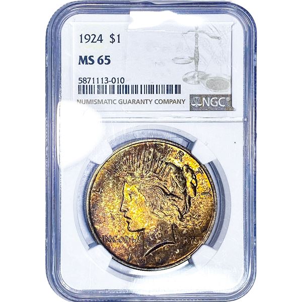 1924 Silver Peace Dollar NGC MS65
