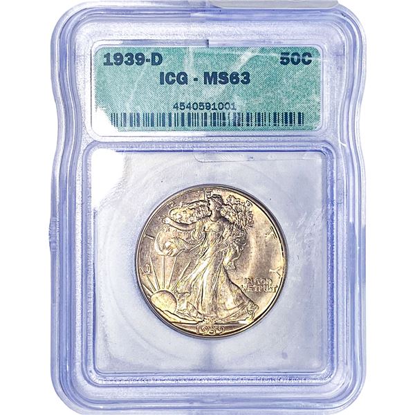 1939-D Walking Liberty Half Dollar ICG MS63