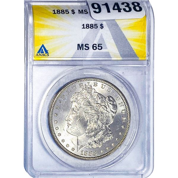 1885 Morgan Silver Dollar ANACS MS65