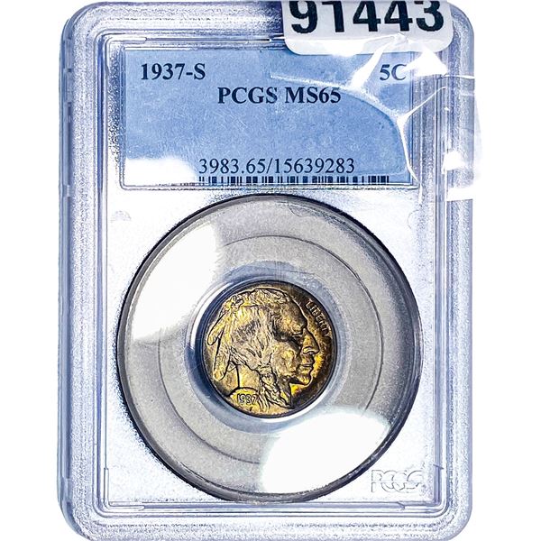1937-S Buffalo Nickel PCGS MS65