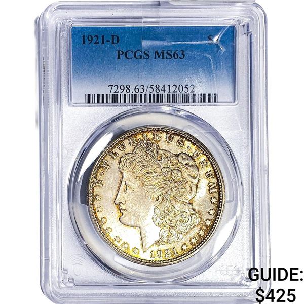 1921-D Morgan Silver Dollar PCGS MS63