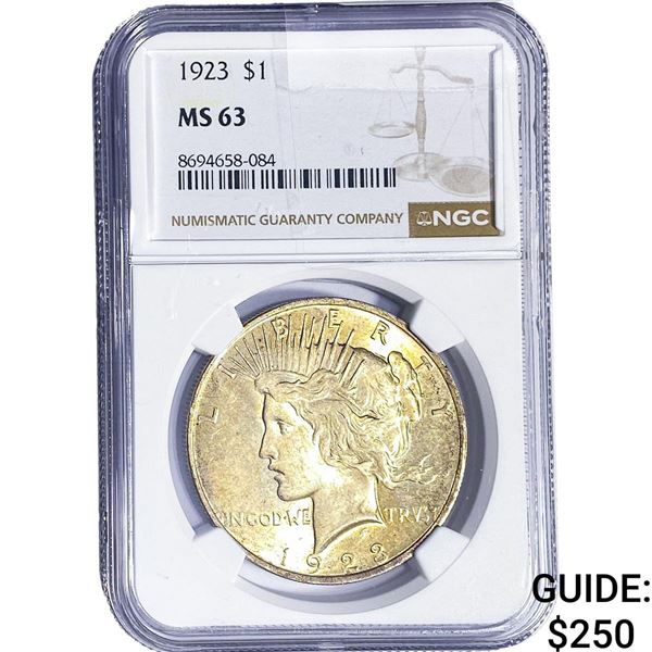 1923 Silver Peace Dollar NGC MS63