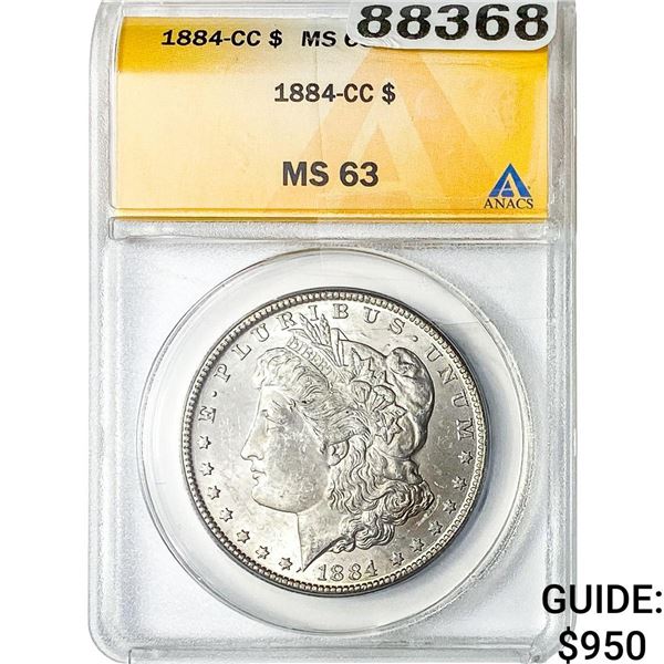 1884-CC Morgan Silver Dollar ANACS MS63