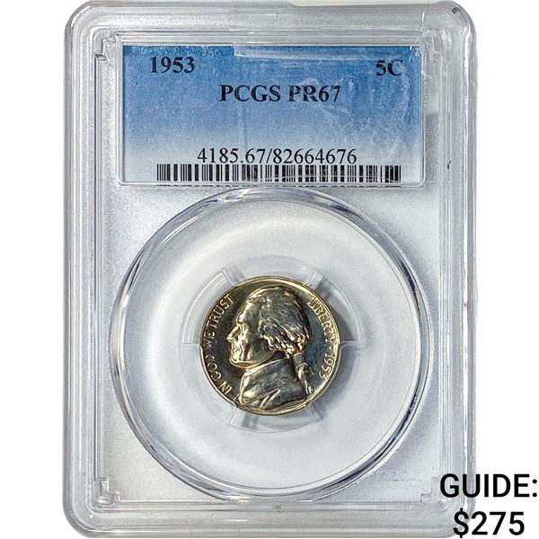 1953 Jefferson Nickel PCGS PR67
