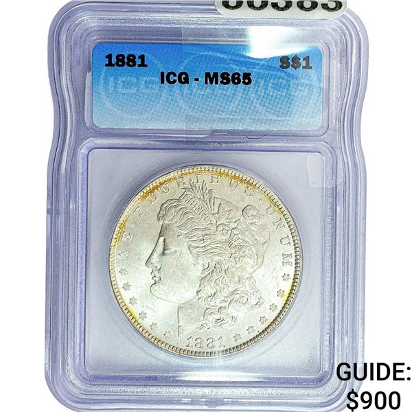 1881 Morgan Silver Dollar ICG MS65
