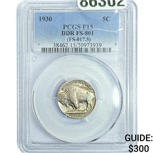1930 Buffalo Nickel PCGS F15 DDR