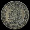 Image 2 : 1895 Ceylon Silver 25 Cents