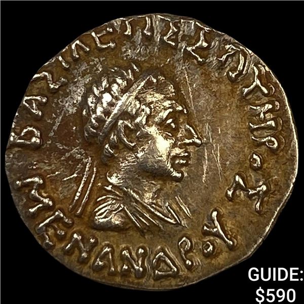 Greek Menander I Soter 155-130 BC Silver Drachm
