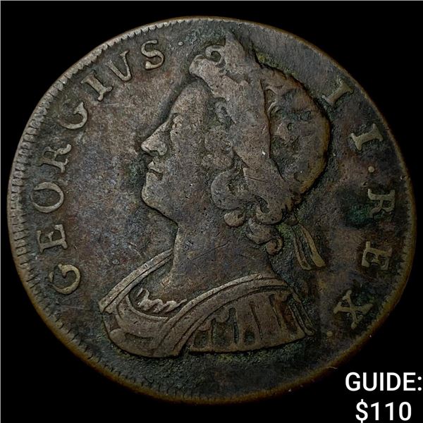 1790 Great Britain Copper 1/2 Penny KM 566