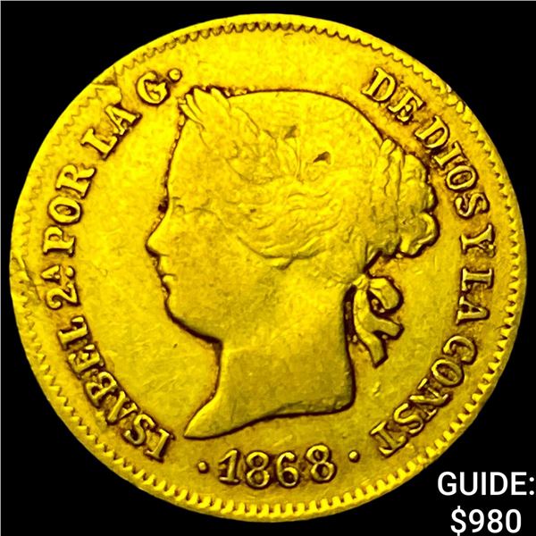 1868 Philippines Gold 1 Peso .0476oz AGW