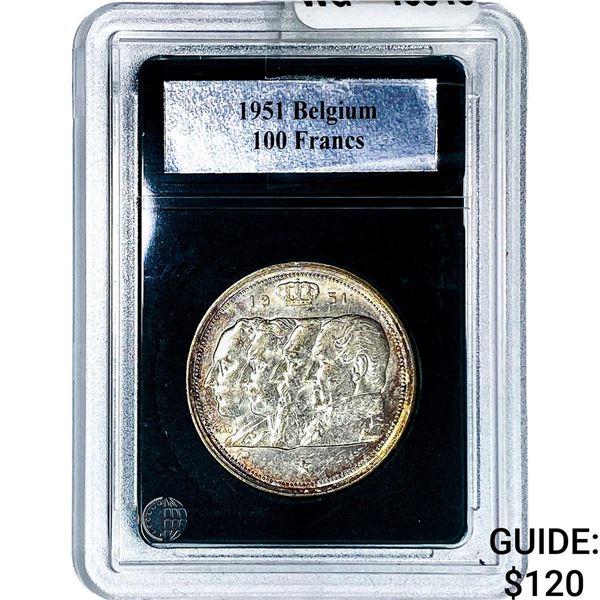 1951 Belgium Silver 100 Francs