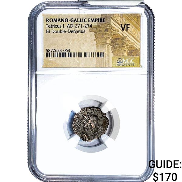 Roman Tetricus I, AD 271-274 BI Dbl-Denarius NGC VF