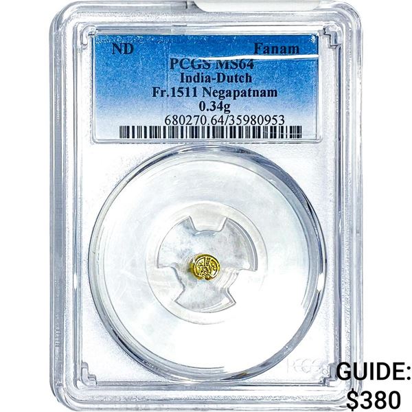 India-Dutch Gold .34g Fanam Fr.1517 Tuticorin PCGS