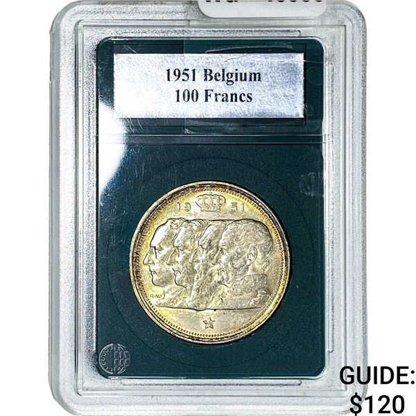 1951 Belgium Silver 100 Francs