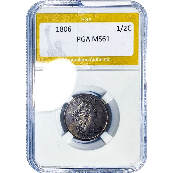 1806 Draped Bust Half Cent PGA MS61