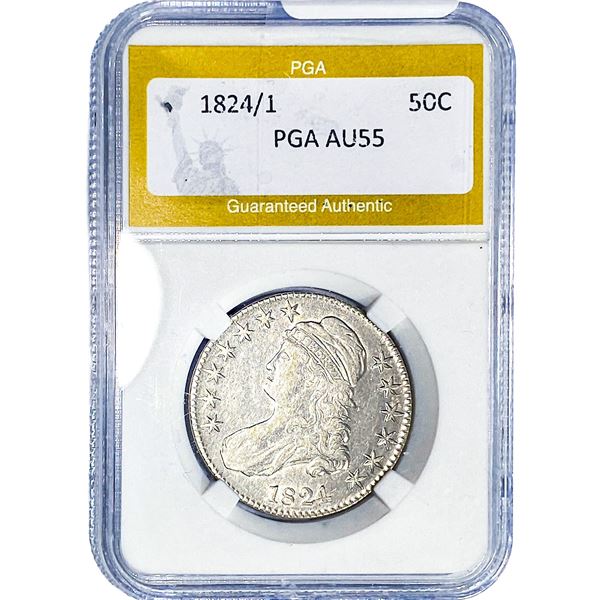 1824/1 Capped Bust Half Dollar PGA AU55