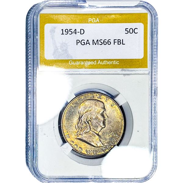 1954-D Franklin Half Dollar PGA MS66 FBL