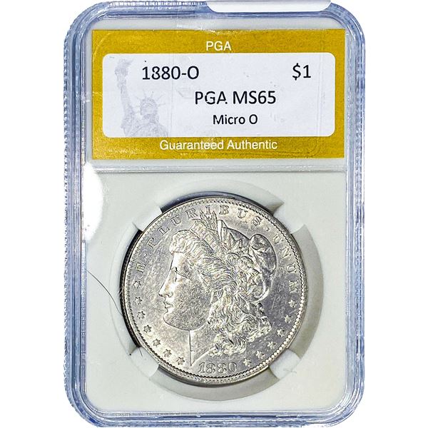 1880-O Morgan Silver Dollar PGA MS65 Micro O