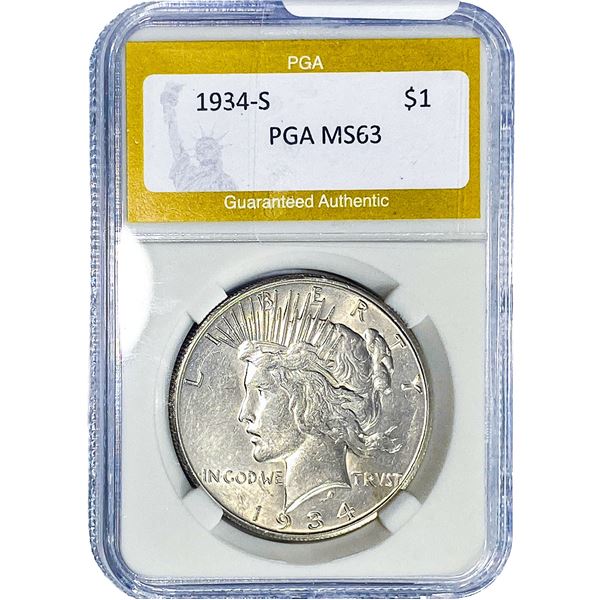 1934-S Silver Peace Dollar PGA MS63