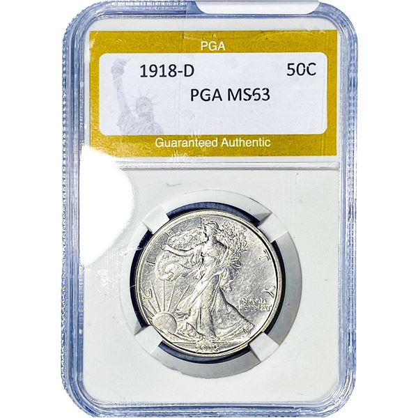 1918-D Walking Liberty Half Dollar PGA MS63