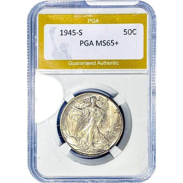 1945-S Walking Liberty Half Dollar PGA MS65+