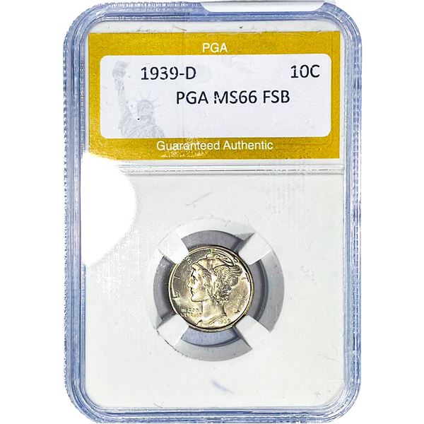 1939-D Mercury Silver Dime PGA MS66 FSB