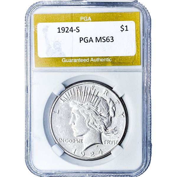 1924-S Silver Peace Dollar PGA MS63