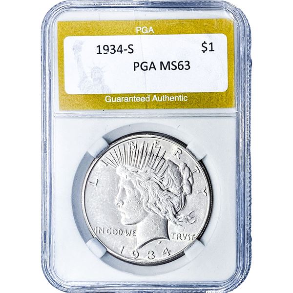 1934-S Silver Peace Dollar PGA MS63