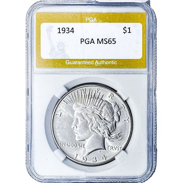 1934 Silver Peace Dollar PGA MS65