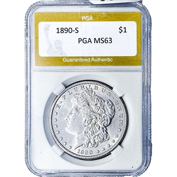 1890-S Morgan Silver Dollar PGA MS63