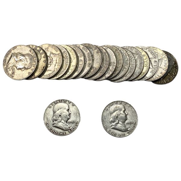 [20 Coins] 1949-1963 Franklin Half Dollar