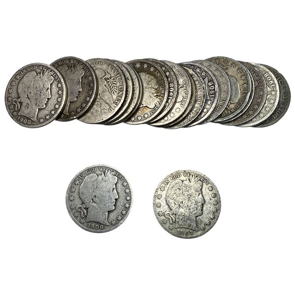 [20 Coins] 1896-1915 Barber Half Dollar
