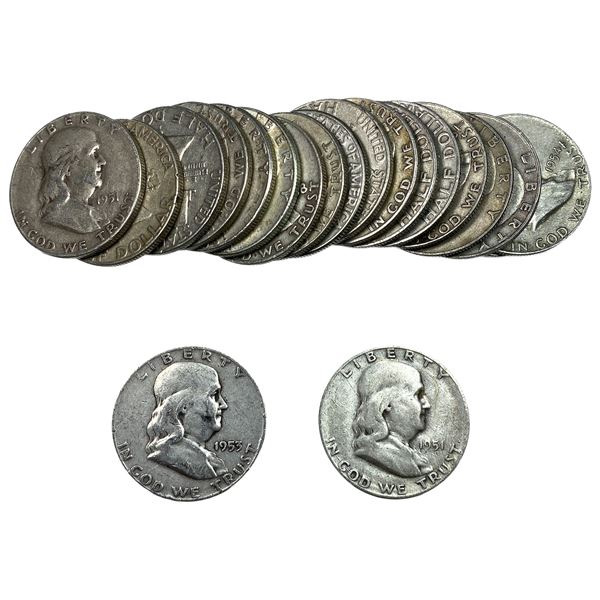[20 Coins] 1951-1963 Franklin Half Dollar