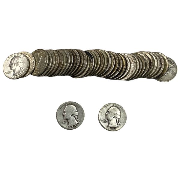 [40 Coins] Mixed Dates Washington Silver Quarter