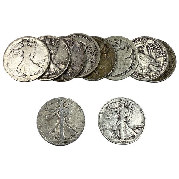 [10 Coins] Mixed Dates Walking Liberty Half Dollar