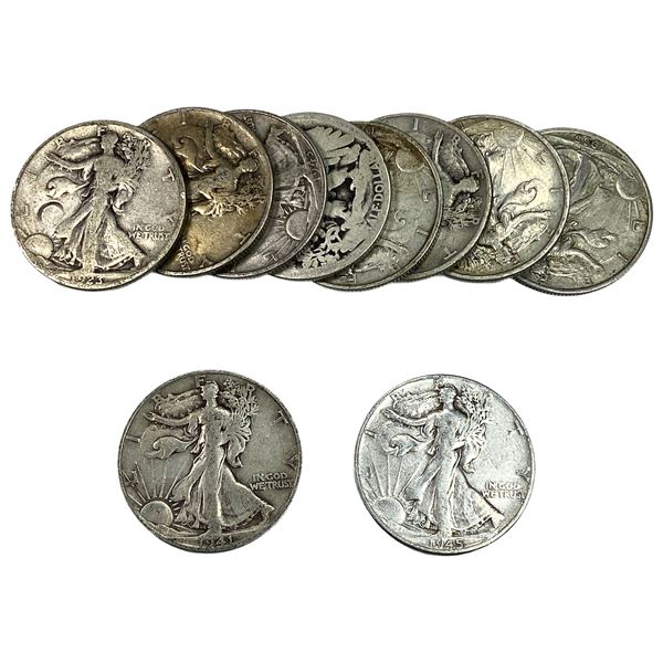 [10 Coins] Mixed Dates Walking Liberty Half Dollar