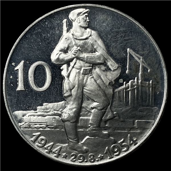 Czechoslovakia Silver 10 Korun Proof KM 41