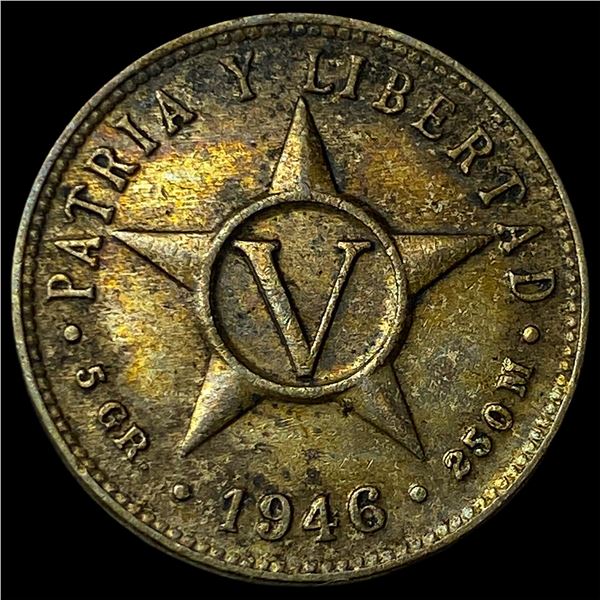 1946 Cuba Copper Nickel 5 Centavos