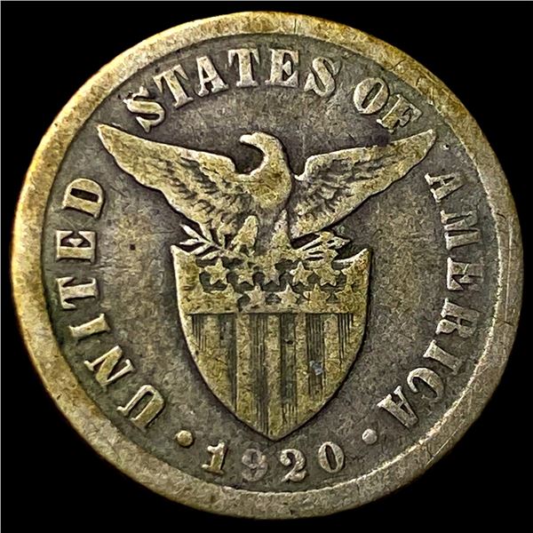 1920 Philippines Silver 10 Centavos