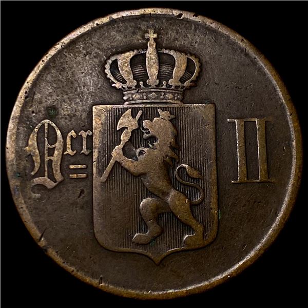 1876 Norway Bronze 5 Ore